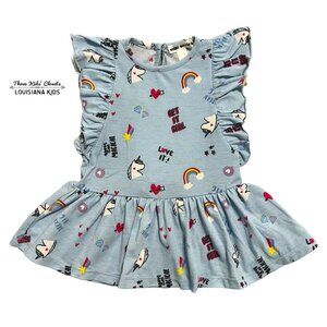 Mini Series 2T Unicorns Rainbows Ruffles Tunic Dress